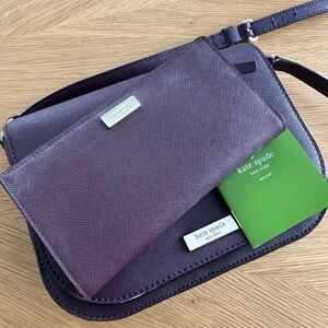 Kate Spade Eggplant Crossbody Bag & Large Slim Bifold Wallet